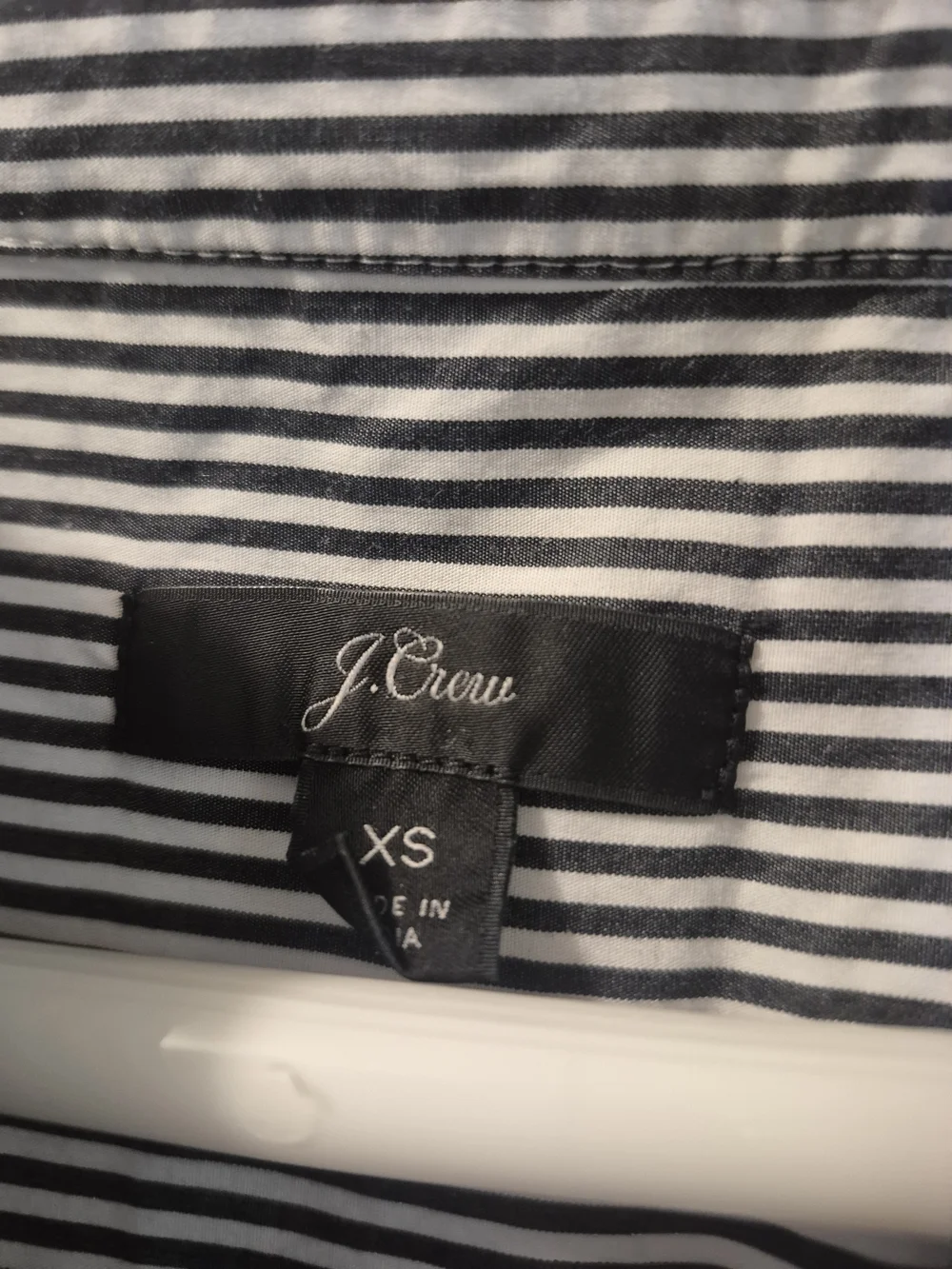 J. Crew Dark Navy and White Vertical Stripe V-Neck Blouse